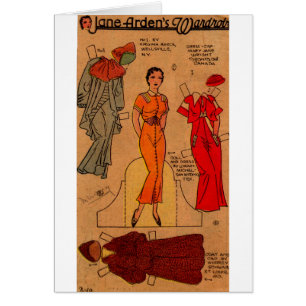 Jane Arden Papierpop (1930) blauwe rode jurk