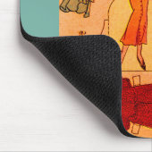 Jane Arden Papierpop (1930) blauwe rode jurk Muismat (Hoek)