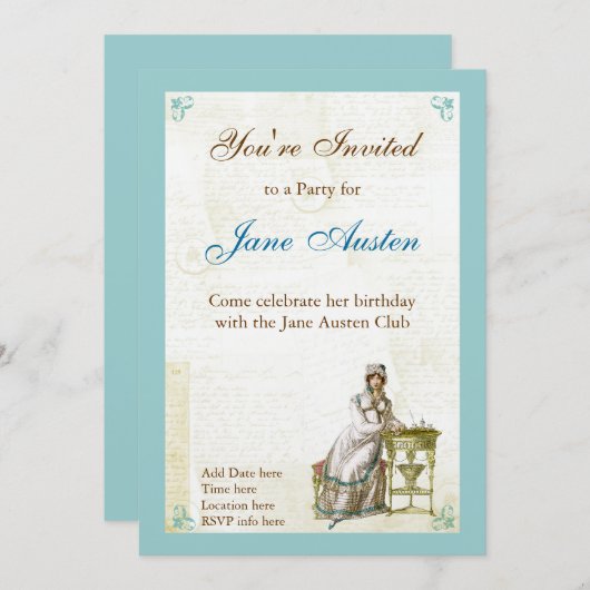 Jane Austen Aangepaste Mededelingen Kaart (Voorkant / Achterkant)