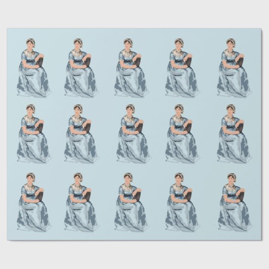 Jane Austen Blue Wrapping Paper Cadeaupapier (Vlak)