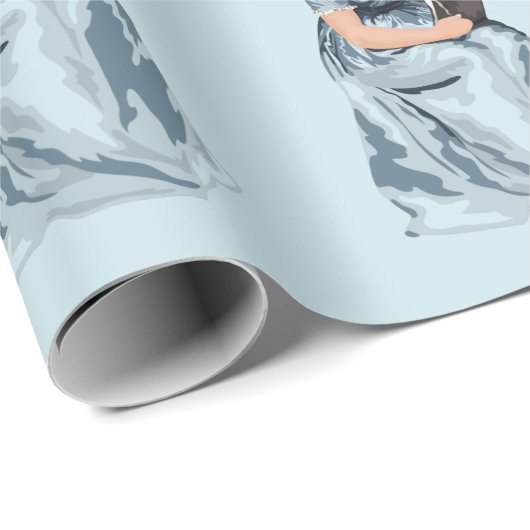 Jane Austen Blue Wrapping Paper Cadeaupapier (Rol Hoek)