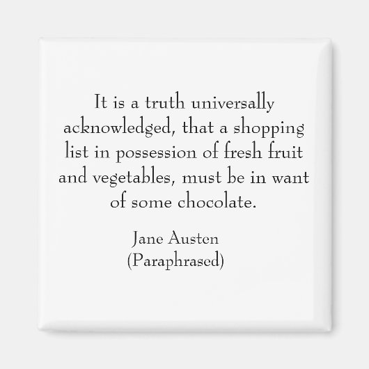 Jane Austen Boodschappenlijst Magneet (Voorkant)
