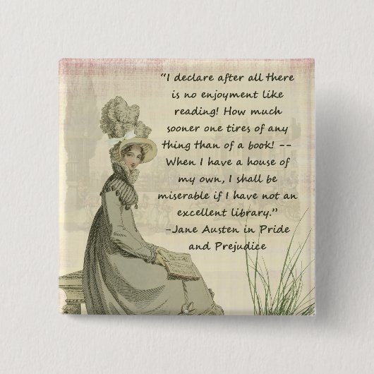 Jane Austen Book Lovers Vierkante Button 5,1 Cm (Voorkant)