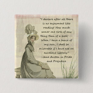 Jane Austen Book Lovers Vierkante Button 5,1 Cm