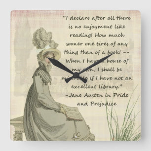 Jane Austen Book Lovers Vierkante Klok