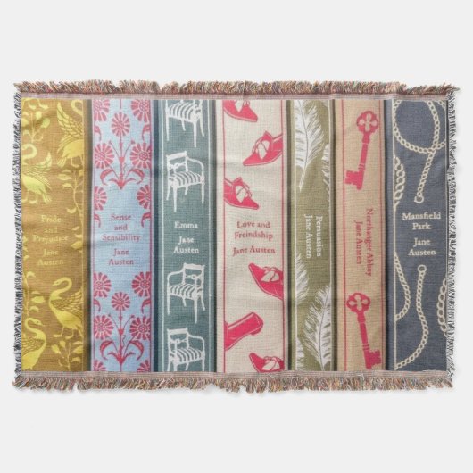 Jane Austen Books Throw Blanket Deken (Voorkant)