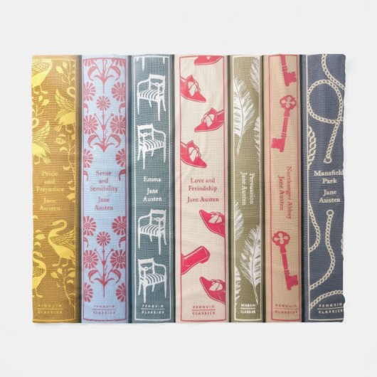 Jane Austen Books Throw Blanket Fleece Deken (Voorkant (Horizontaal))
