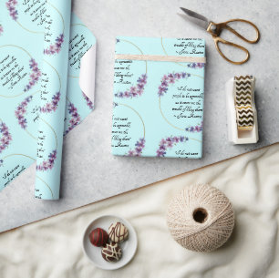 Jane Austen citaat met paarse bloemengouden lijst Cadeaupapier