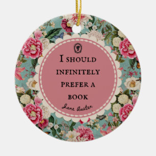 Jane Austen citaat met vintage bloemen Keramisch Ornament