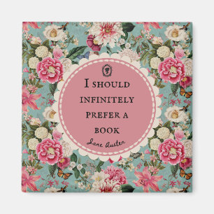 Jane Austen citaat met vintage bloemen Magneet