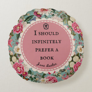 Jane Austen Citat Kussensloop Vintage Bloemen Rond Kussen