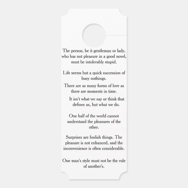 Jane Austen citaten Deurhanger (Achterkant)