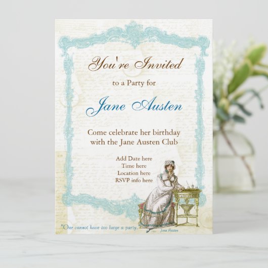 Jane Austen Custom Invitations Kaart (Staand voorkant)
