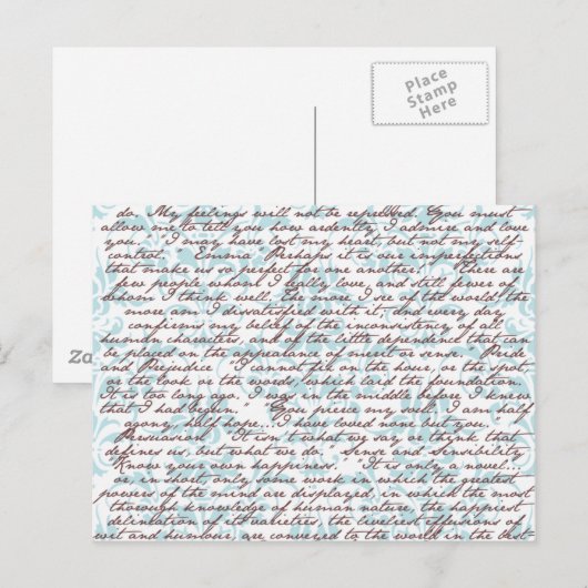 Jane Austen Damask Briefkaart (Voorkant / Achterkant)