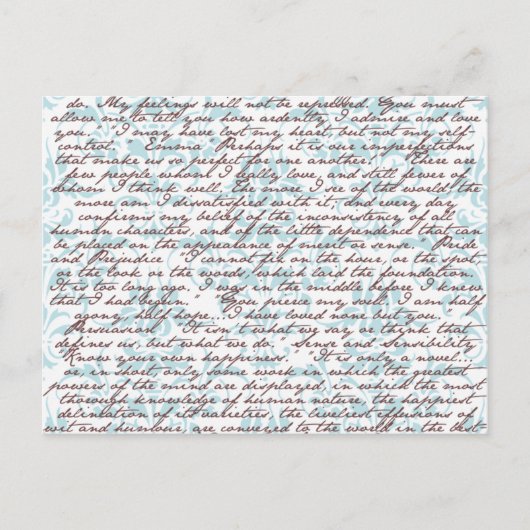 Jane Austen Damask Briefkaart (Voorkant)
