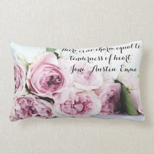 Jane Austen Emma Book Quote Pink Rose Floral Kussen