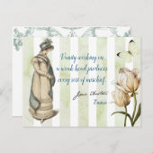 Jane Austen Emma citeert  blauw gestreept  Briefkaart (Voorkant / Achterkant)