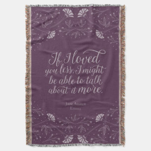 Jane Austen Emma Paars Floral Love Quote Deken