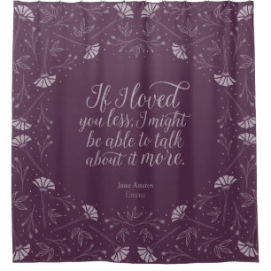 Jane Austen Emma Paars Floral Love Quote Douchegordijn