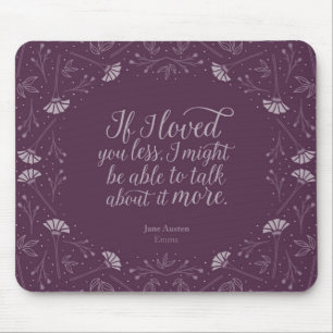 Jane Austen Emma Paars Floral Love Quote Muismat