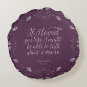 Jane Austen Emma Paars Floral Love Quote Rond Kussen (Achterkant)