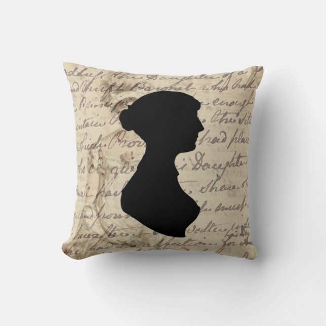 Jane Austen en transcript en silhouette Kussen (Voorkant)