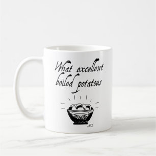 Jane Austen Funny Potato Quote Hand geïllustreerd Koffiemok
