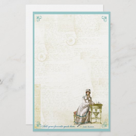 Jane Austen Geïnspireerd Custom Stationery Briefpapier (Voorkant / Achterkant)