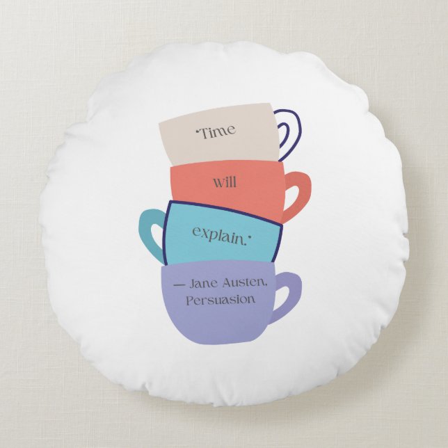Jane Austen geïnspireerd rond kussen (Voorkant)