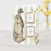 Jane Austen geïnspireerde blauw gestreepte foto Kaart (Gele Bloem)