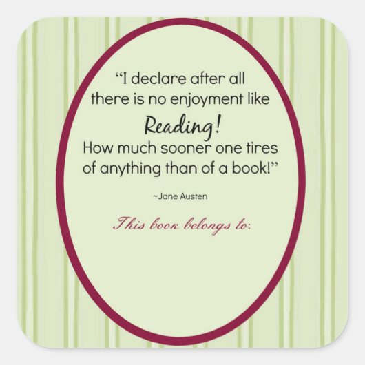 Jane Austen Gepersonaliseerd Bookplate Vierkante Sticker (Voorkant)