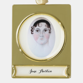 Jane Austen gouden bannerornament. Verguld Banner Ornament