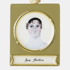 Jane Austen gouden bannerornament. Verguld Banner Ornament