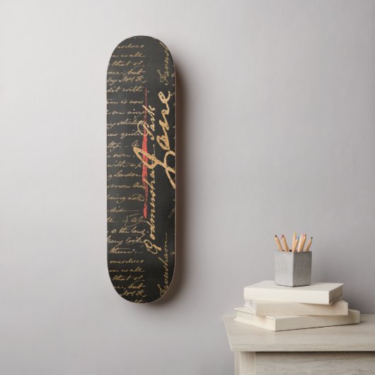 Jane Austen Handwriting Skateboard (Muurkunst)