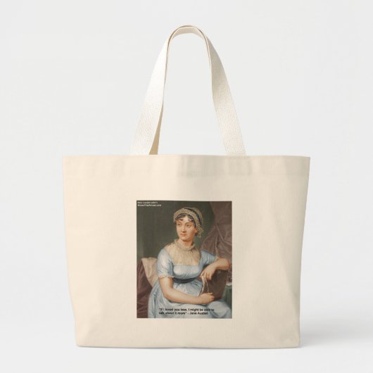 Jane Austen hield minder van U, minder citaat op g Grote Tote Bag (Voorkant)