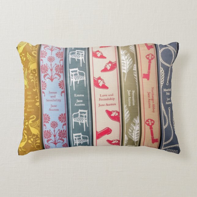 Jane Austen Home Behang en Boeken Accent Kussen (Voorkant)