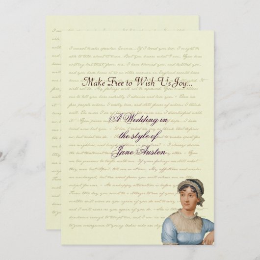 Jane Austen Huwelijksviering Citaten Kaart (Voorkant / Achterkant)