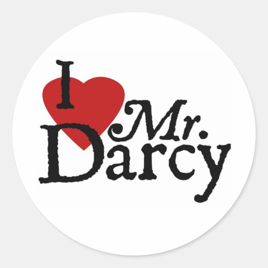 Jane Austen, ik hou van Mr Darcy Ronde Sticker (Voorkant)