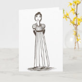 Jane Austen inspireerde gestreepte Kleding Kaart (Gele Bloem)