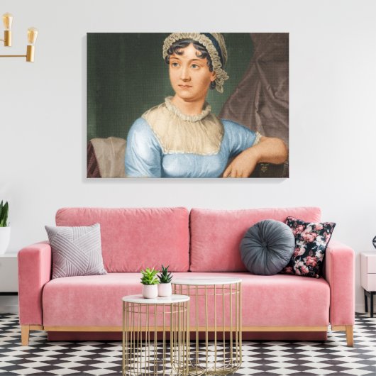 Jane Austen Kleur Portret Fine Art Canvas (Insitu (Woonkamer))