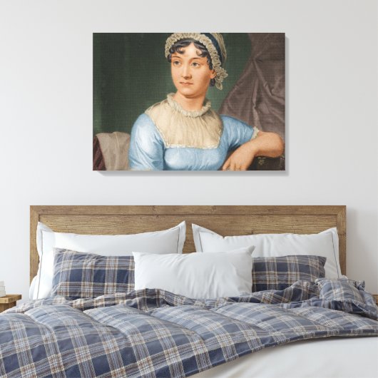 Jane Austen Kleur Portret Fine Art Canvas (Insitu (Slaapkamer))