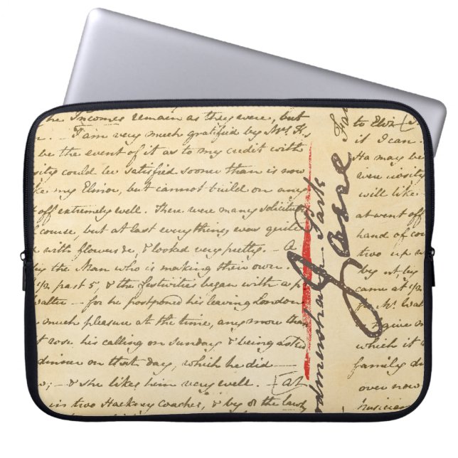 Jane Austen Letter Laptop Sleeve (Voorkant)