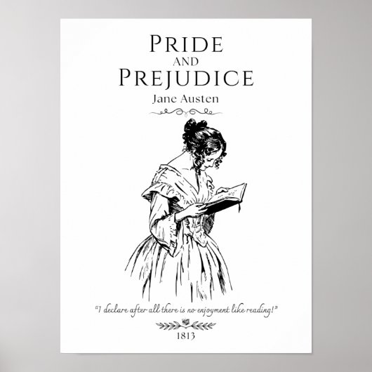 Jane Austen Lezen Literatuur Citaat Poster (Voorkant)
