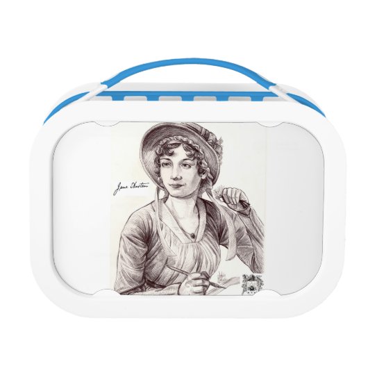 Jane Austen met een Smile Lunchbox (Achterkant)