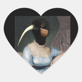 Jane Austen met vogelhoofd Hart Sticker