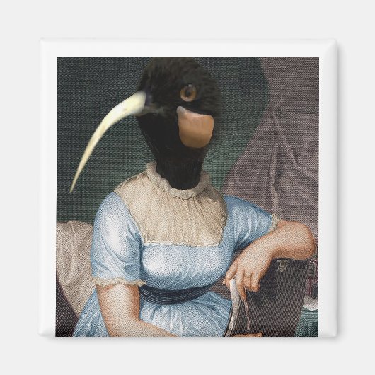 Jane Austen met vogelhoofd Magneet (Voorkant)