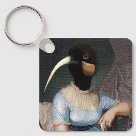 Jane Austen met vogelhoofd Sleutelhanger