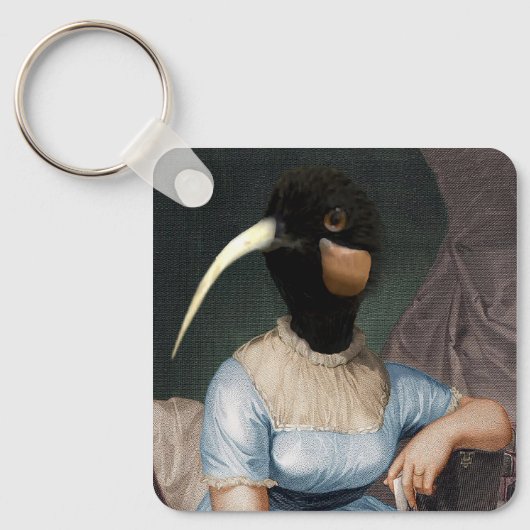 Jane Austen met vogelhoofd Sleutelhanger (Voorkant)