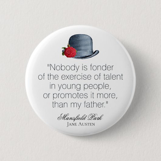 Jane Austen - Mijn vader - Pet Ronde Button 5,7 Cm (Voorkant)