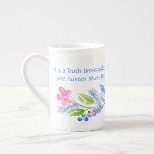 Jane Austen Motto Bloemendesign FIJN PORSELEIN Kop